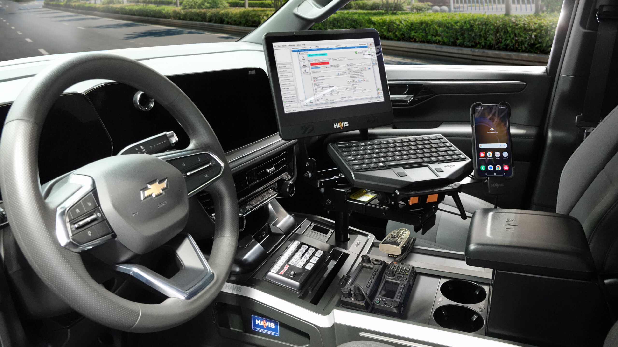 Havis console installed in a Chevy Tahoe PPV