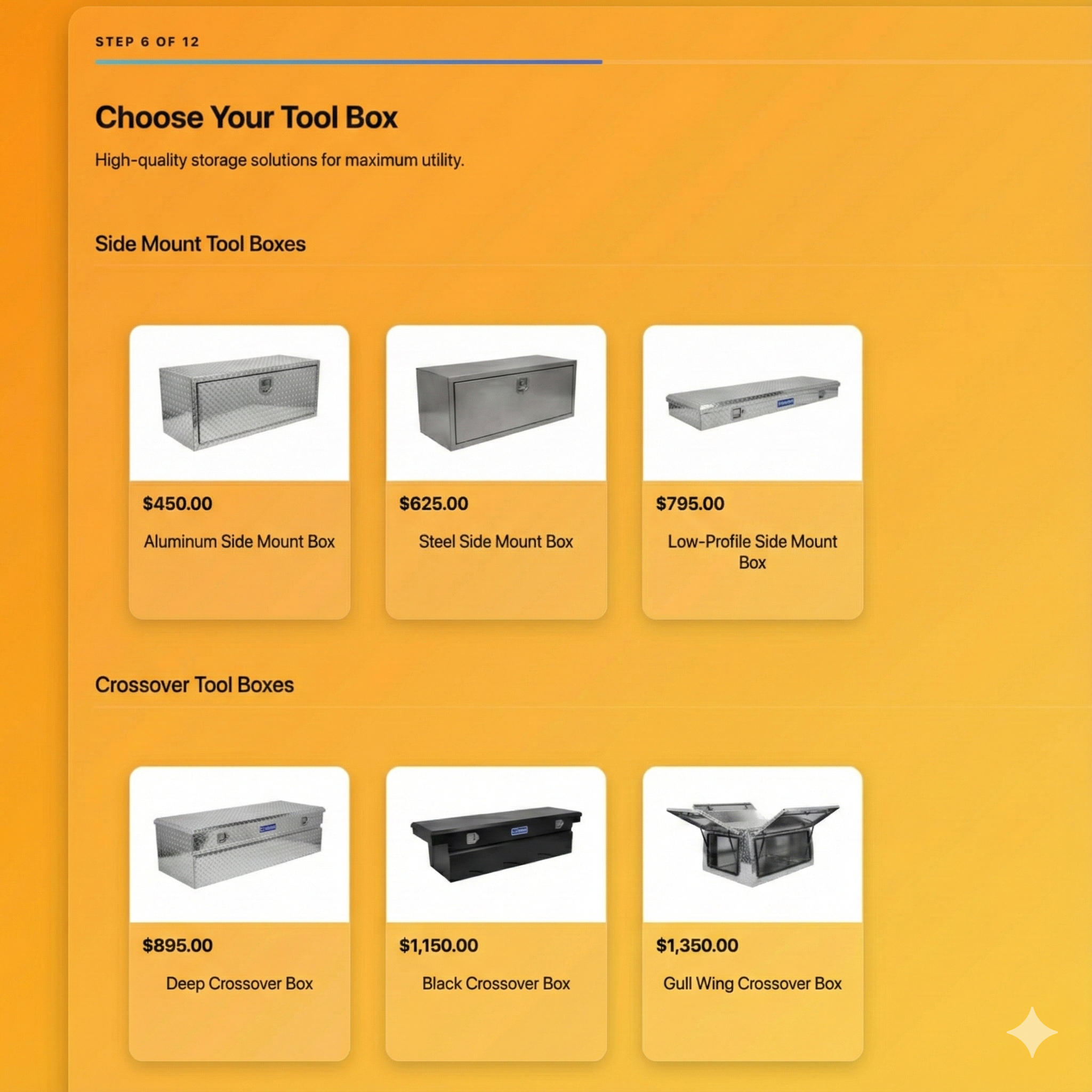 The visual work truck configurator with itemized pricing