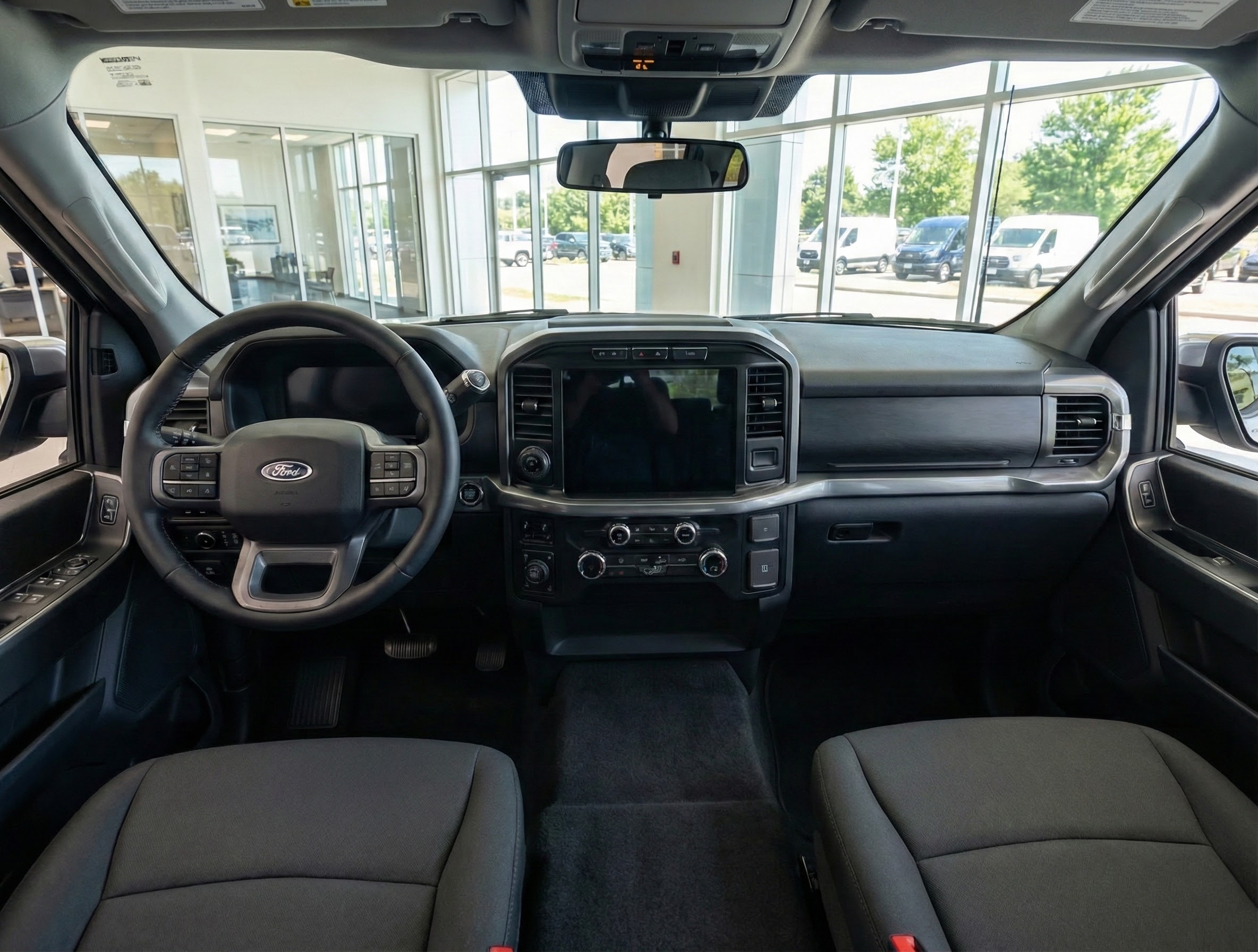 Interior of a Ford F-150 Police Responder build with console and equipment