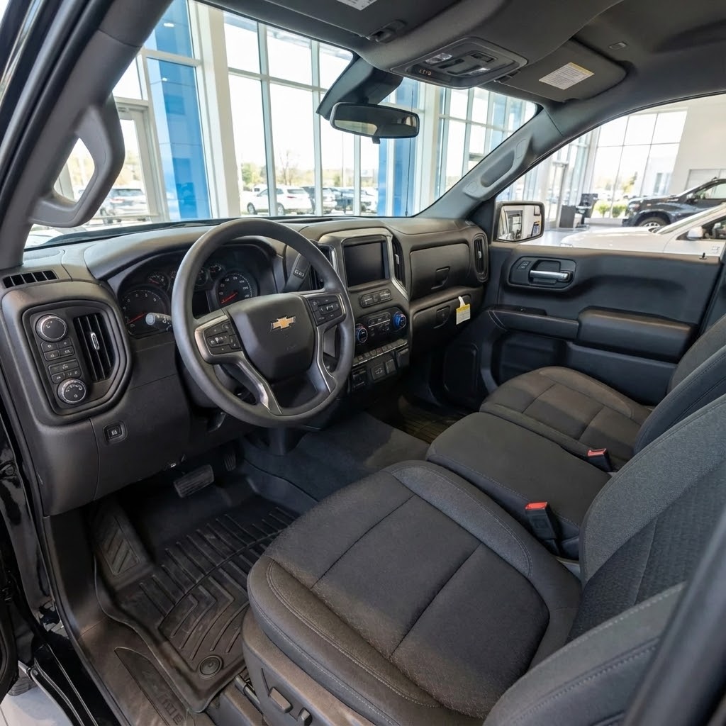 Interior of a Chevy Silverado PPV crew cab police build