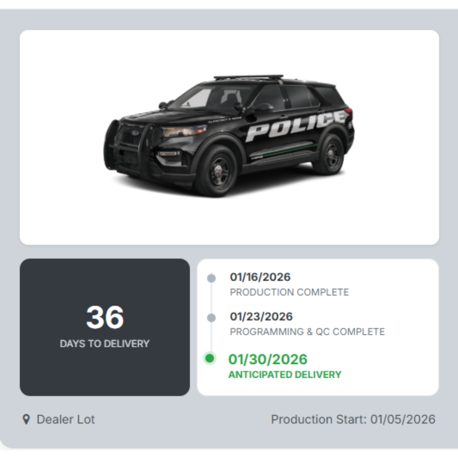 Live Upfitting Vehicle Build Schedule