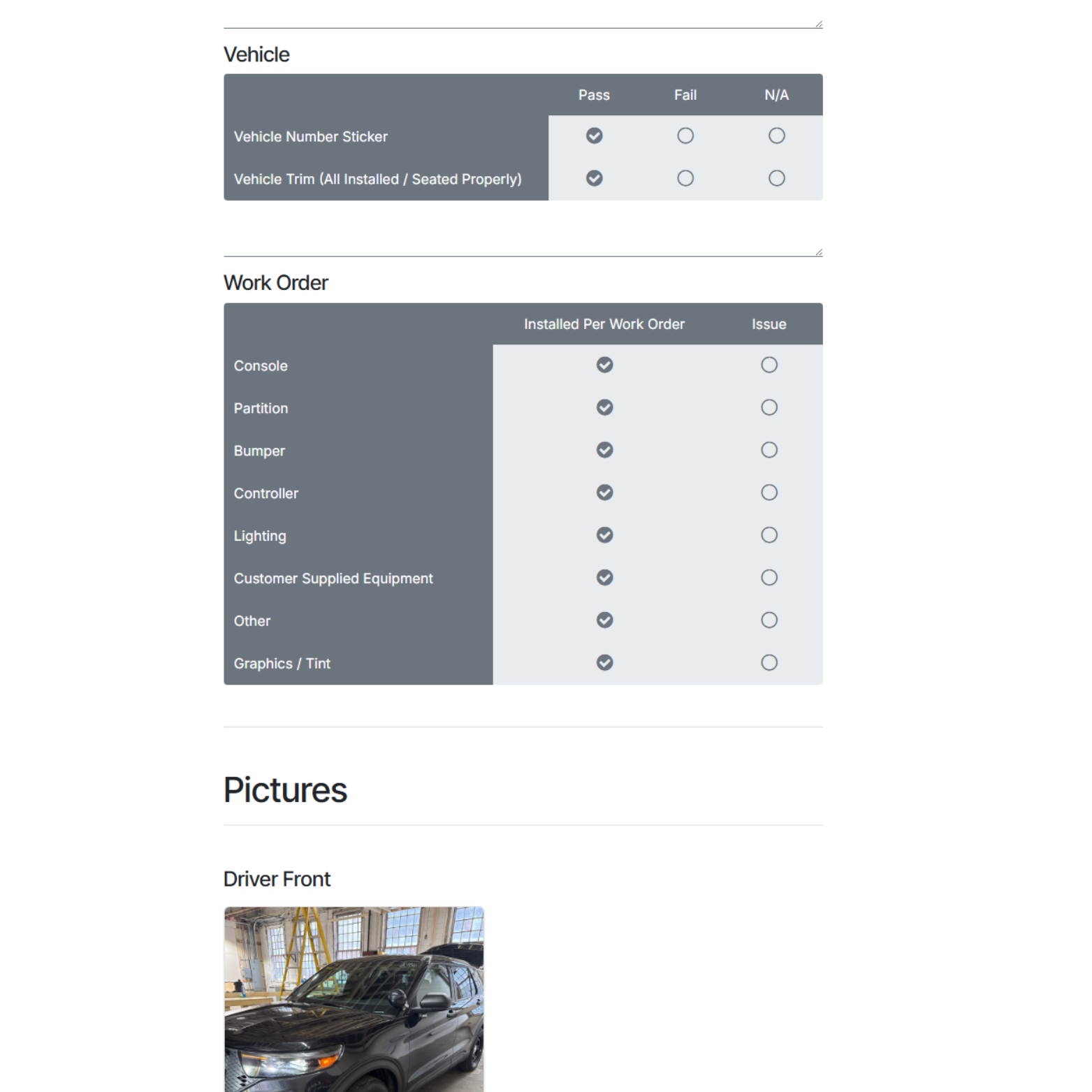 Fleet Upfit 100-Point Quality Control Inspection
