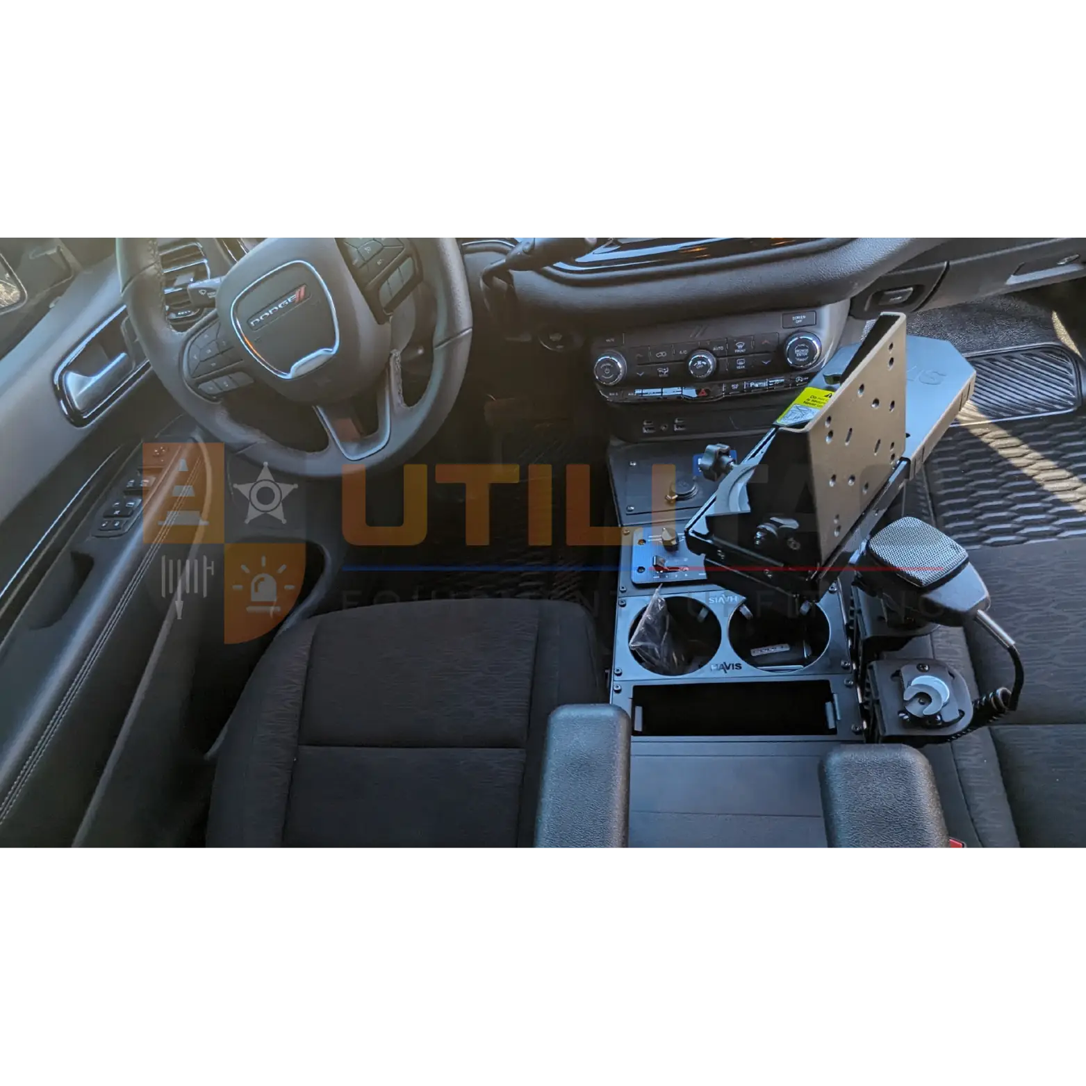 Installed police equipment package in a FountFleet Durango build